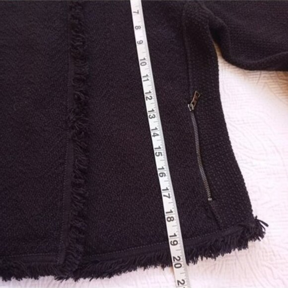 Nic+Zoe Jacket Black Textured Open Front Fringe Trim & Snap Cuff Detail Size XS - Picture 13 of 15
